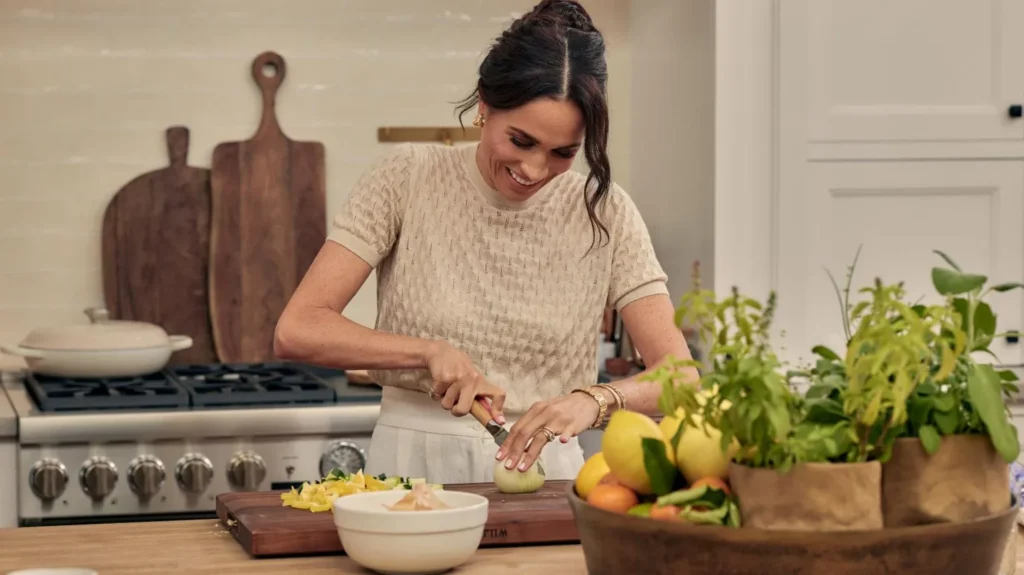 The eight-part series shows Meghan preparing food for celebrity guests