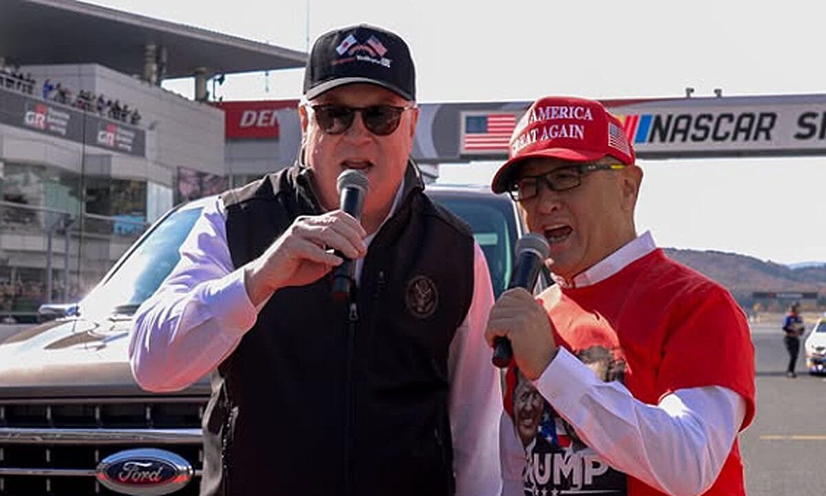 Toyota CEO Akio Toyoda goes full MAGA at red, white and blue NASCAR event in Japan