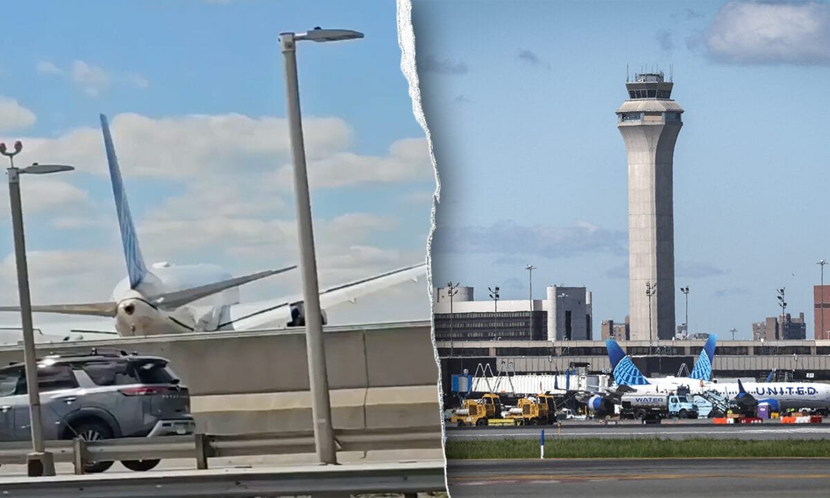 United flight carrying 221 passengers hits pole and truck on approach to Newark